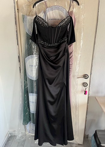 Siyah Straplez Uzun Abiye Elbise - Görsel 2