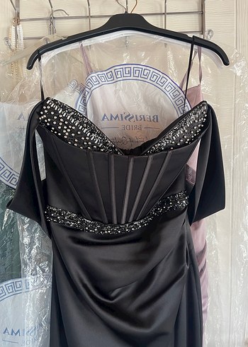 Siyah Straplez Uzun Abiye Elbise - Görsel 3