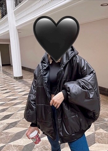 Kadın Siyah Deri Oversize Ceket - Görsel 4