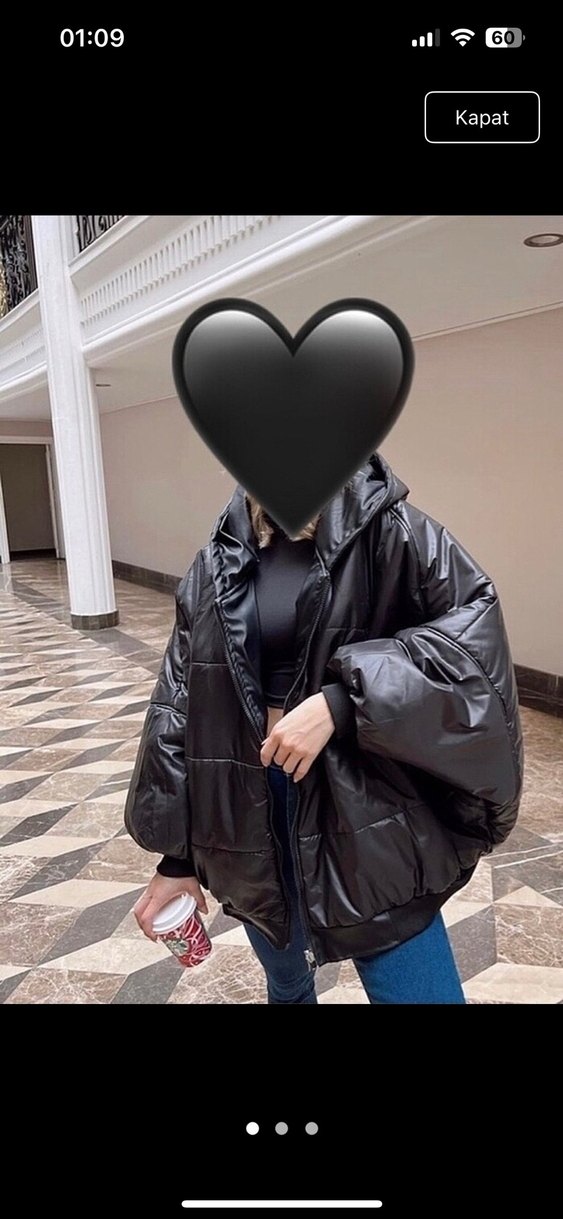 Kadın Siyah Deri Oversize Ceket - Görsel 4