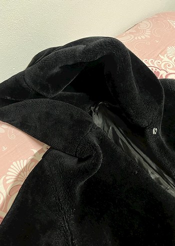 Siyah Kapüşonlu Peluş Kaban - Görsel 7