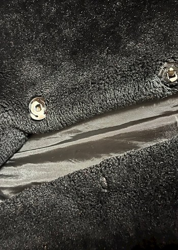 Siyah Kapüşonlu Peluş Kaban - Görsel 9