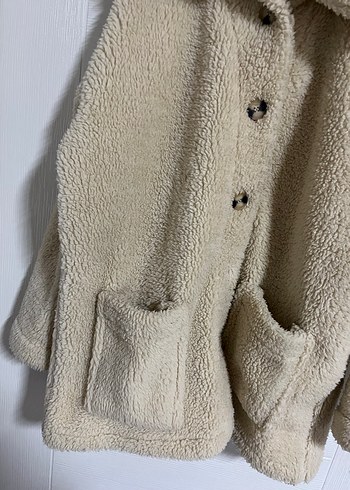 Bej Peluş Kadın Midi Mont - Görsel 4