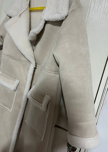 Kadın Bej Uzun Kürklü Ceket - Görsel 4