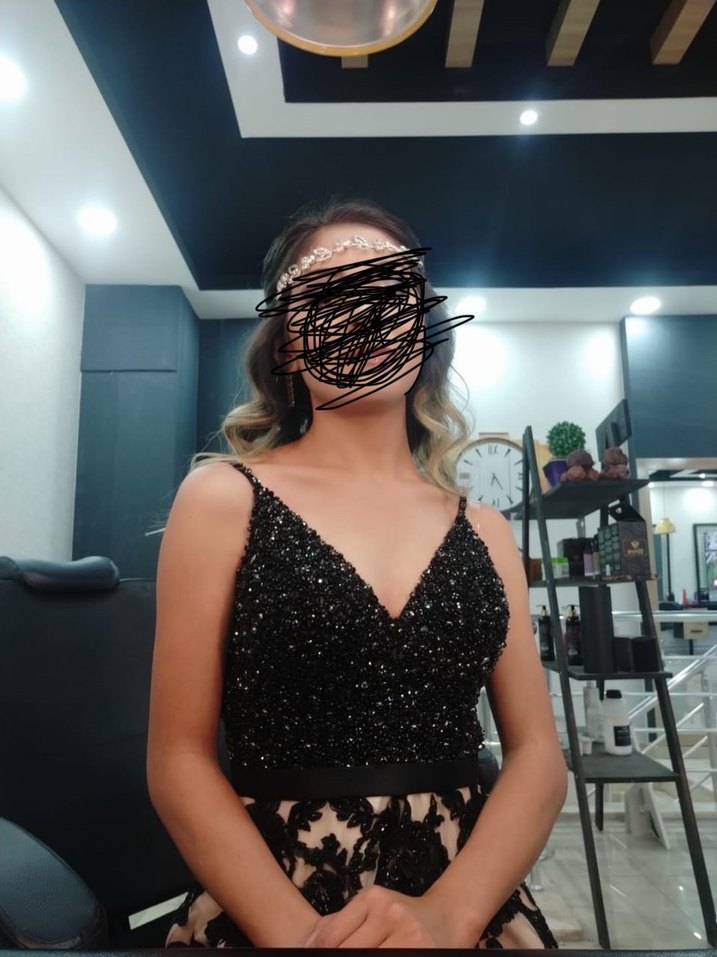 Siyah Straplez Dantel İşlemeli Uzun Abiye - Görsel 2