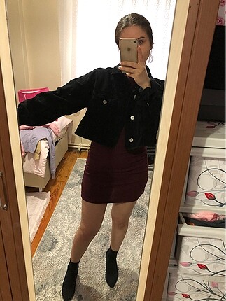 Kadife crop ceket