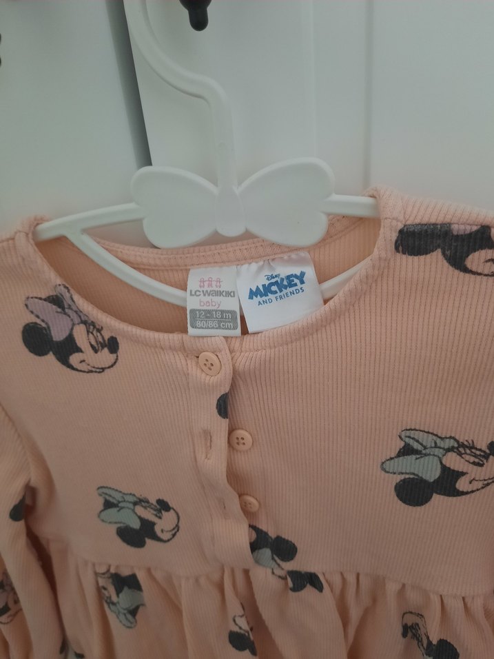 Pembe Pamuklu Uzun Kollu Kız Elbisesi - Görsel 3