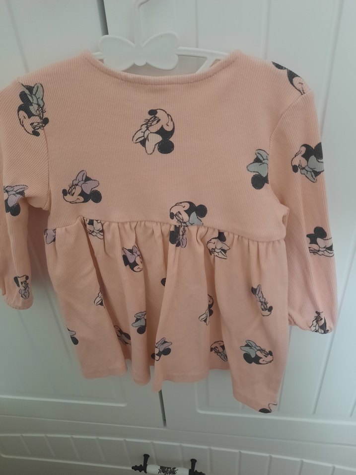 Pembe Pamuklu Uzun Kollu Kız Elbisesi - Görsel 2