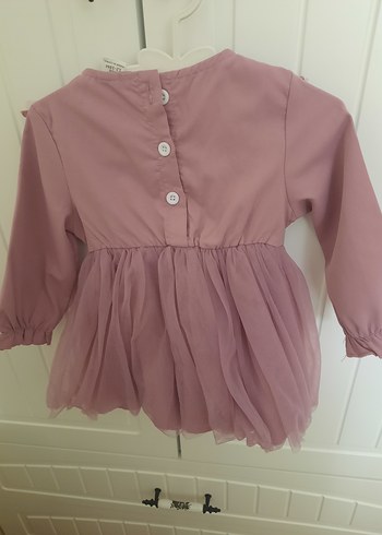 Mor Kız Çocuk Nakışlı Uzun Kollu Elbise - Görsel 2