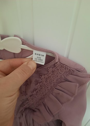 Mor Kız Çocuk Nakışlı Uzun Kollu Elbise - Görsel 3