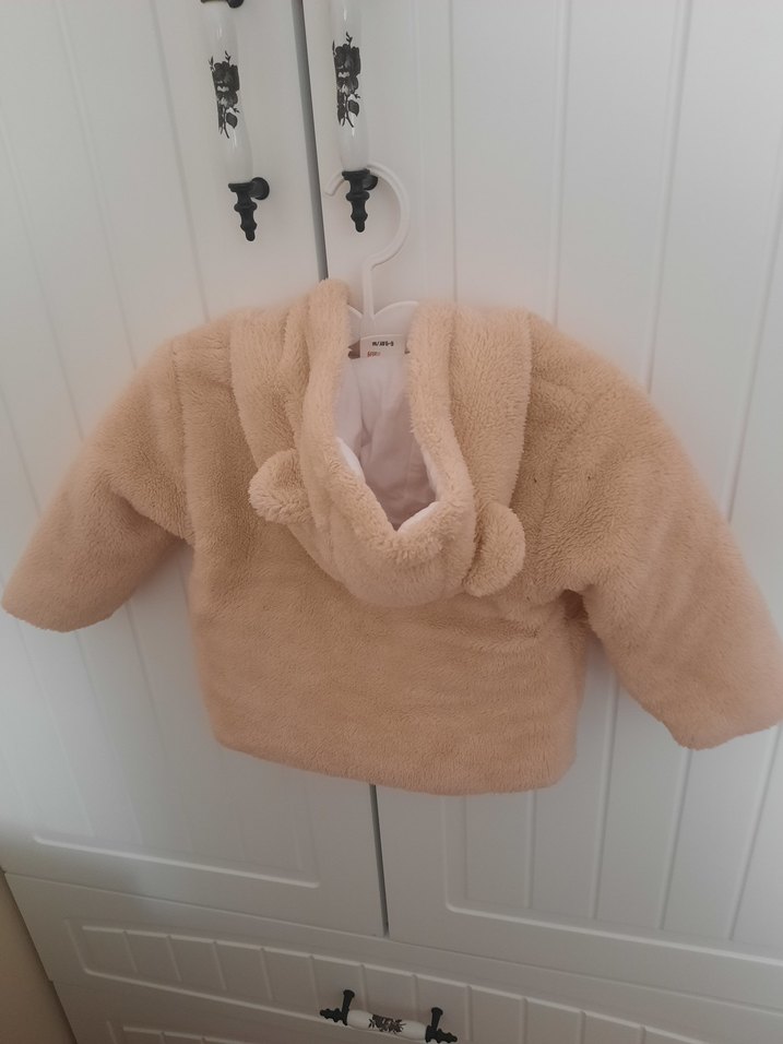 Kız  erkek için Çocuk Bej Düğmeli Peluş Ceket - Görsel 2