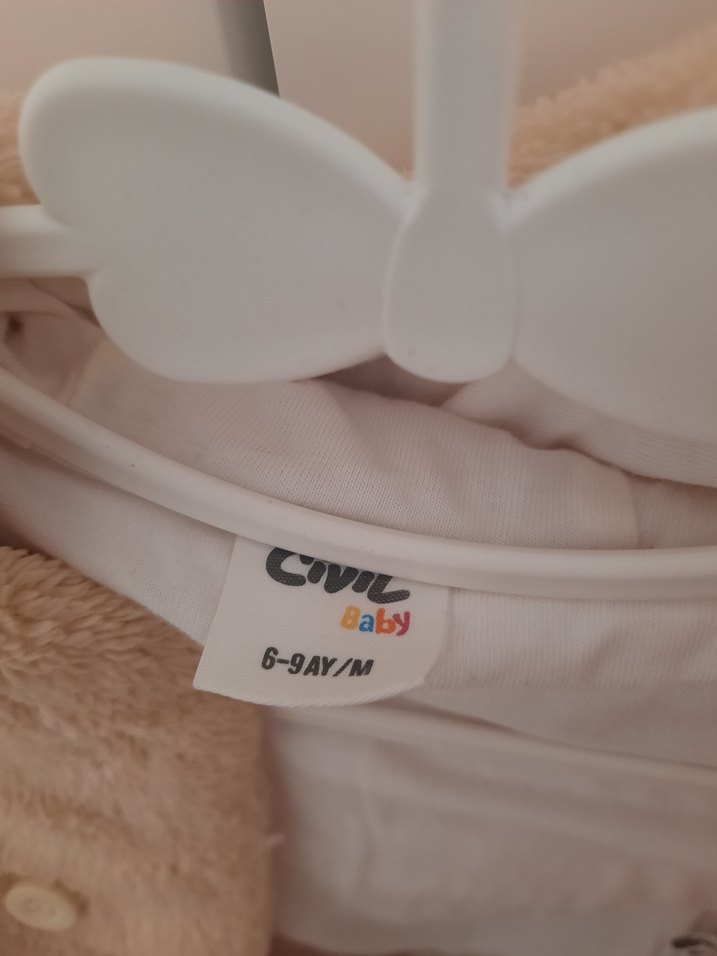 Kız  erkek için Çocuk Bej Düğmeli Peluş Ceket - Görsel 3