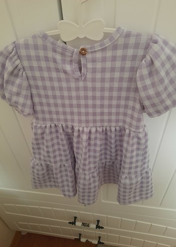 Kız Çocuk Lila Kareli Fırfırlı Elbise - Görsel 2