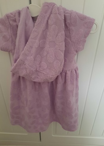 Kız Çocuk Kapüşonlu Mor Fırfırlı Elbise - Görsel 2