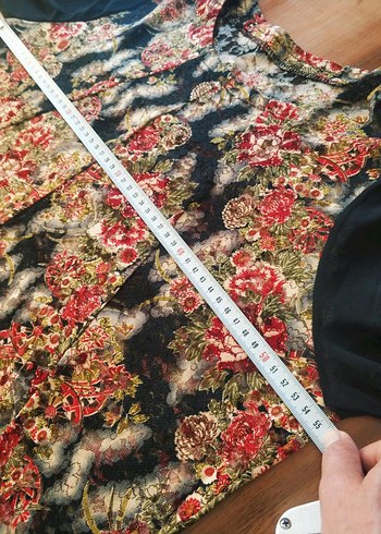 Desenli Siyah Bohem Uzun Kollu Bluz - Görsel 9