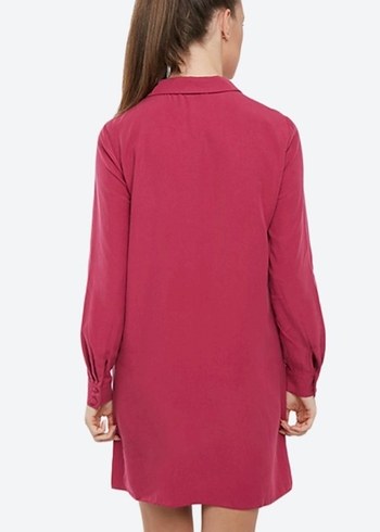 Fuşya Uzun Kollu Midi Günlük Elbise - Görsel 4