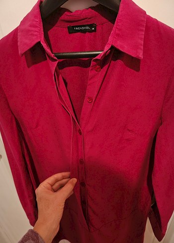 Fuşya Uzun Kollu Midi Günlük Elbise - Görsel 11