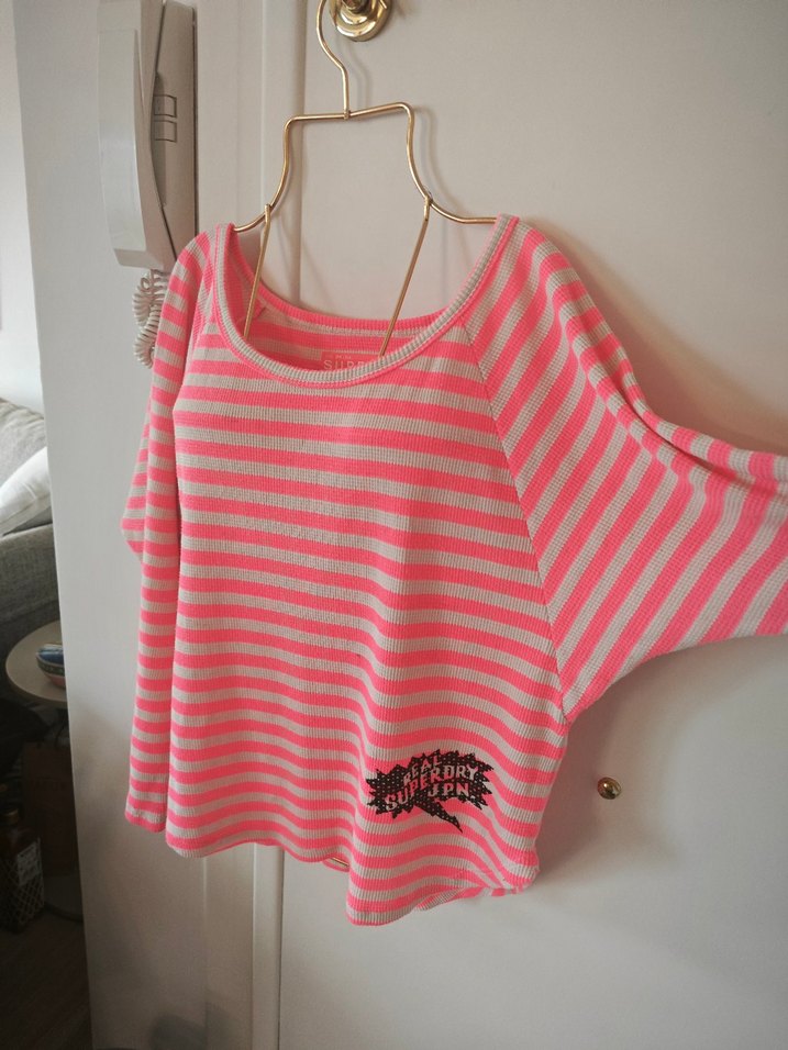 Superdry Pembe Çizgili Uzun Kollu Tişört - Görsel 3