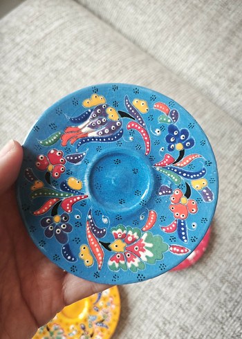 Renkli El Boyaması Seramik Tabak ve Kase Seti - Görsel 3