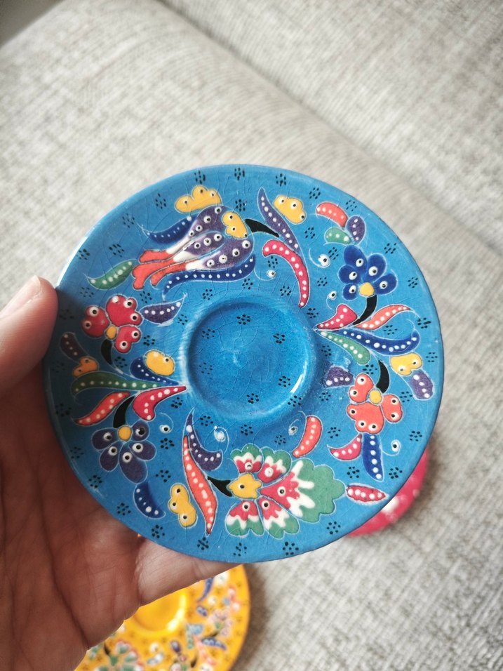 Renkli El Boyaması Seramik Tabak ve Kase Seti - Görsel 3