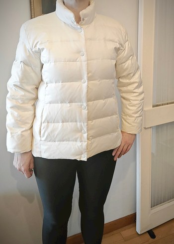 Beyaz Kadın kaz tüyü Kışlık Mont - Görsel 5