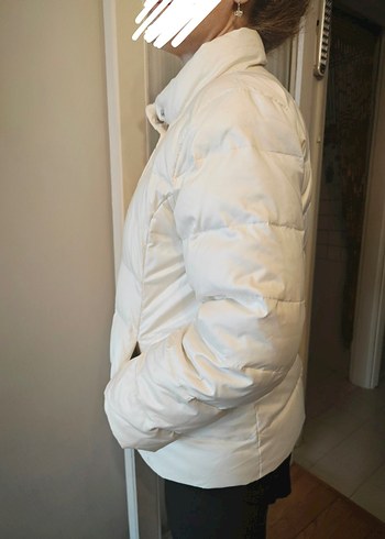 Beyaz Kadın kaz tüyü Kışlık Mont - Görsel 4