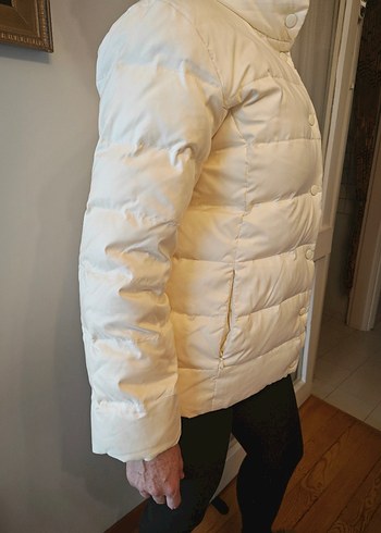 Beyaz Kadın kaz tüyü Kışlık Mont - Görsel 2