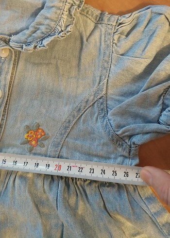 Kızlar için Fırfırlı Kot Elbise - Görsel 4