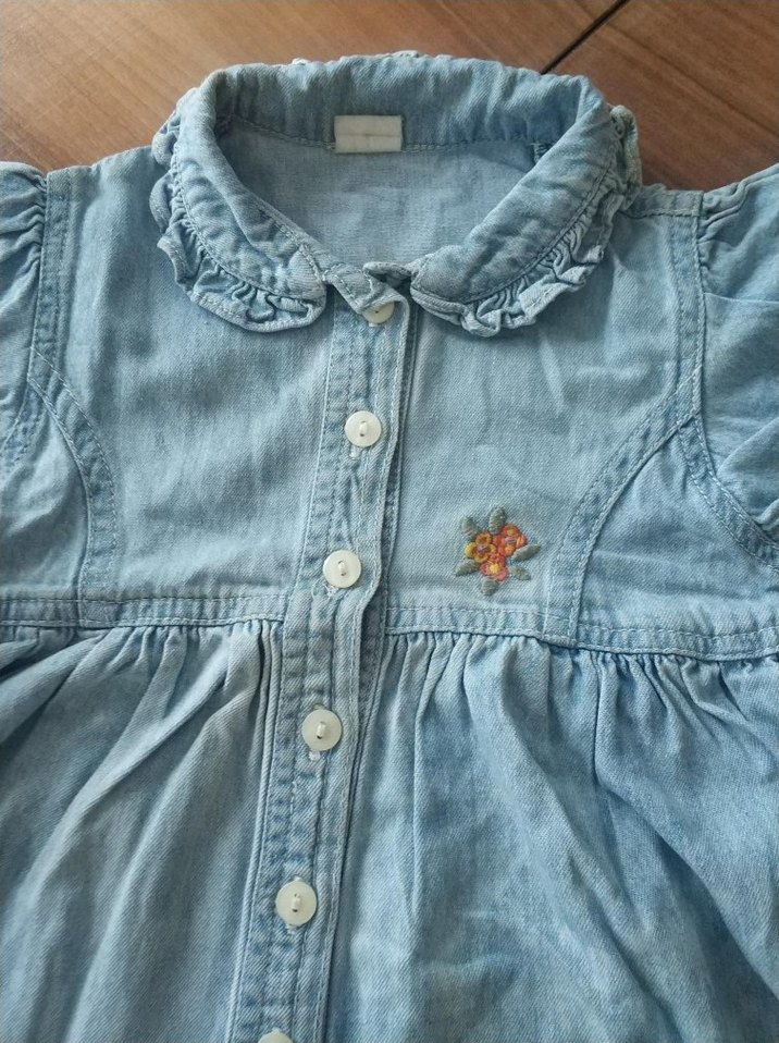 Kızlar için Fırfırlı Kot Elbise - Görsel 3