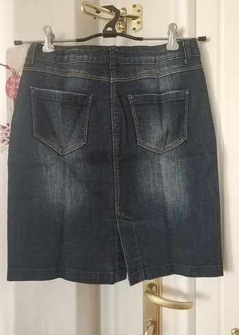 Koyu Mavi Denim Mini Etek - Görsel 6