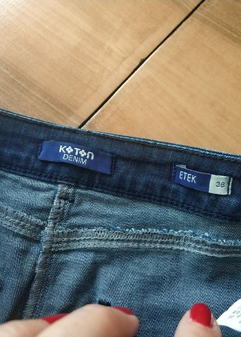 Koyu Mavi Denim Mini Etek - Görsel 2