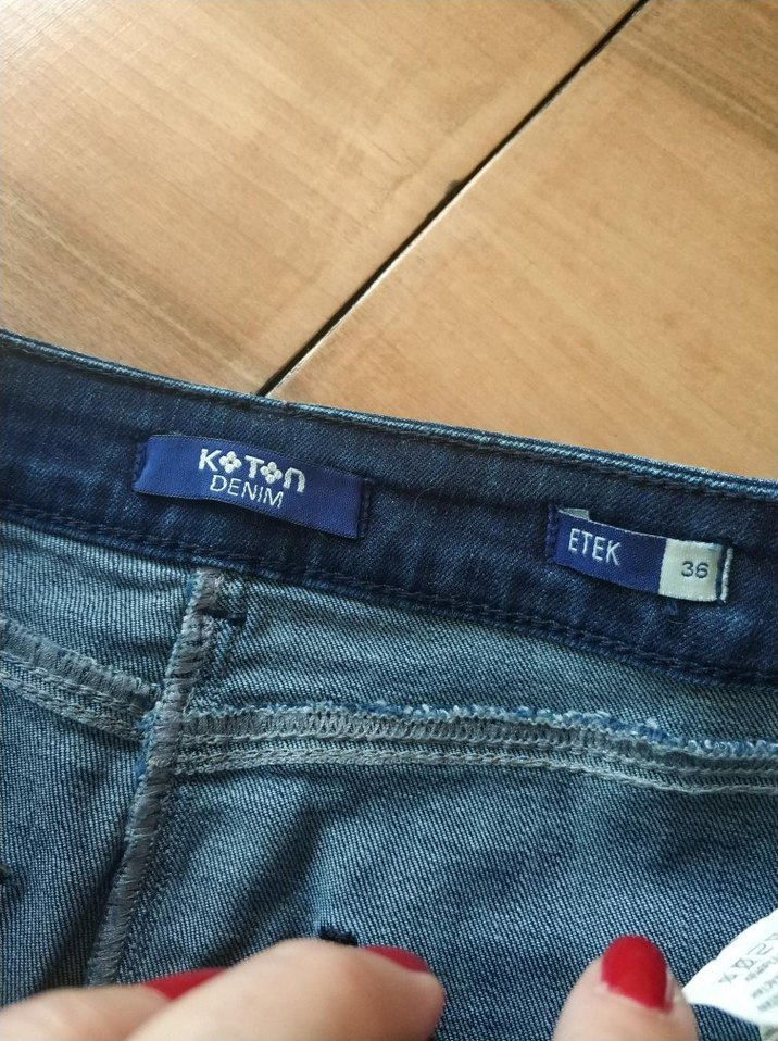 Koyu Mavi Denim Mini Etek - Görsel 2