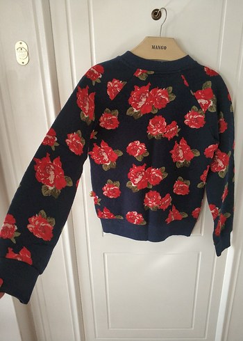 Çiçek Desenli Koyu Kırmızı Kadın Fermuarlı Ceket - Görsel 2