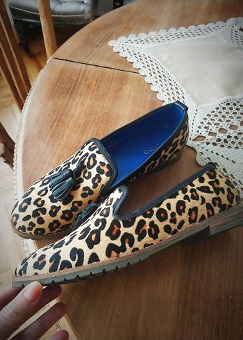 Leopar Desenli Püsküllü Kadın Süet Loafer - Görsel 9