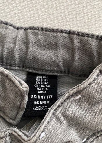 4 Yaş Beden Gri Erkek Çocuk Denim Pantolon