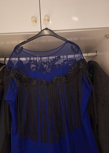 Uzun Lacivert Kadın Abiye Elbise - Görsel 2