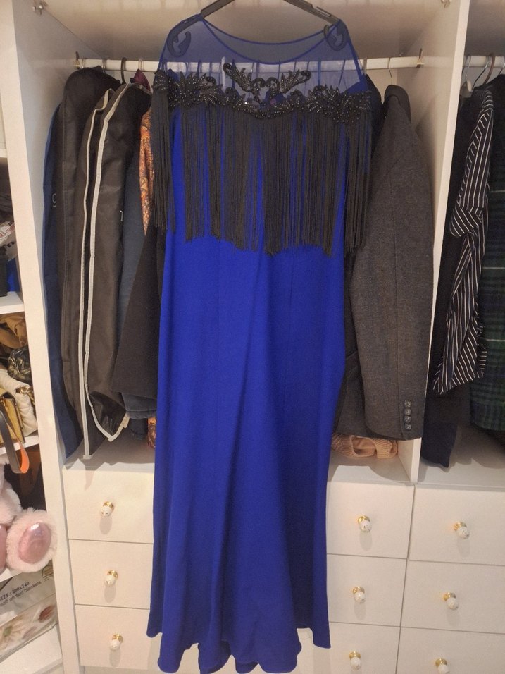 Uzun Lacivert Kadın Abiye Elbise - Görsel 3