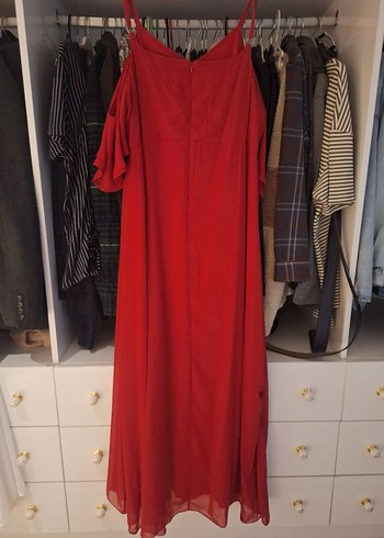 Kırmızı Drapeli Uzun Bohem Elbise - Görsel 2