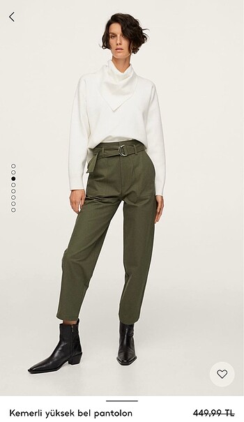 Mango kemerli yüksek bel pantolon - Görsel 9