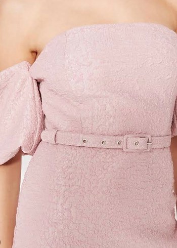 Pudra Straplez Kalem Elbise - Görsel 2