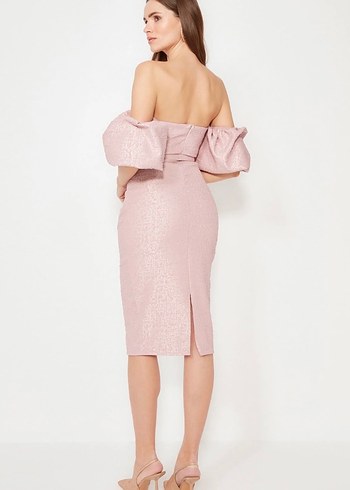 Pudra Straplez Kalem Elbise - Görsel 3