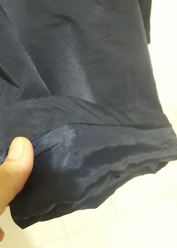 s Beden Kadın Lacivert Bol Kesim Kemerli Denim Pantolon