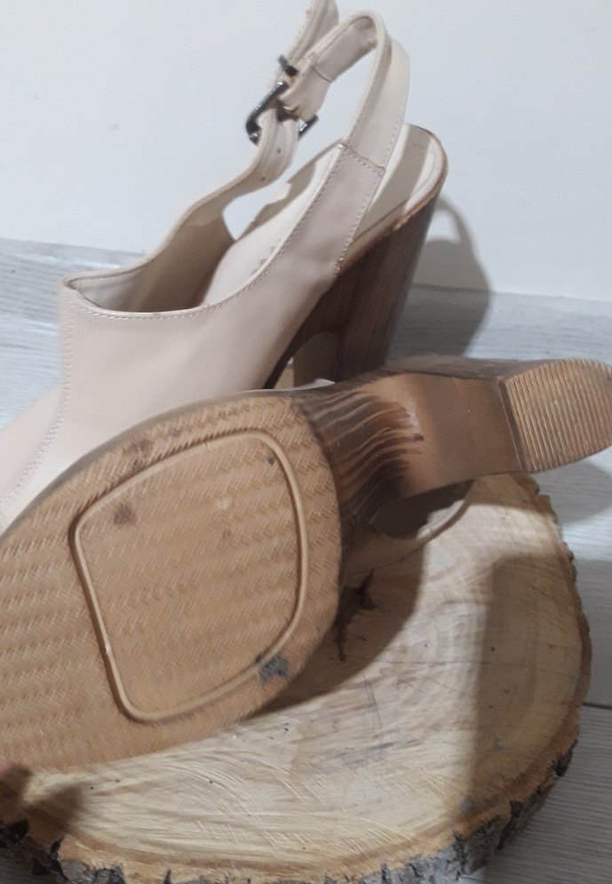 Bej Platform Topuklu Kadın Ayakkabı - Görsel 4