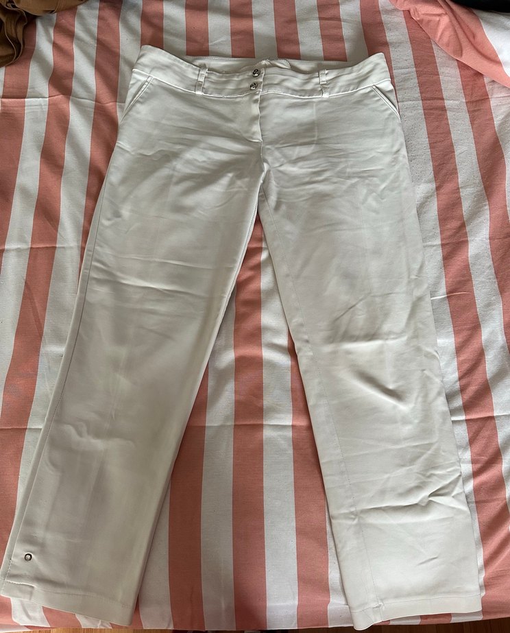 Beyaz Kadın Kumaş Pantolon Midi Boy - Görsel 2