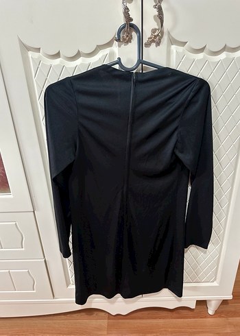 Siyah Drapeli Uzun Kollu Elbise - Görsel 2