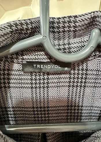 Mor/Gri Ekose Düğmeli Gömlek Elbise - Görsel 3