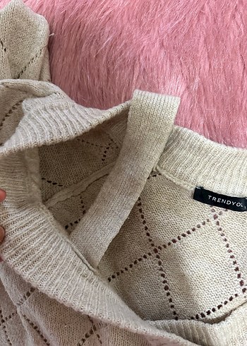 Bej Örgü Bohem Kadın Kazak - Görsel 3
