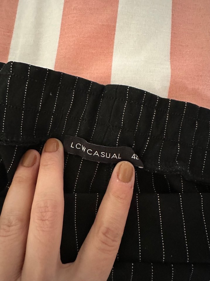 Siyah Çizgili Regular Fit Kumaş Pantolon - Görsel 2