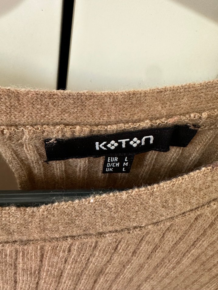 Kurdele Kahverengi Çizgili Triko Elbise - Görsel 3