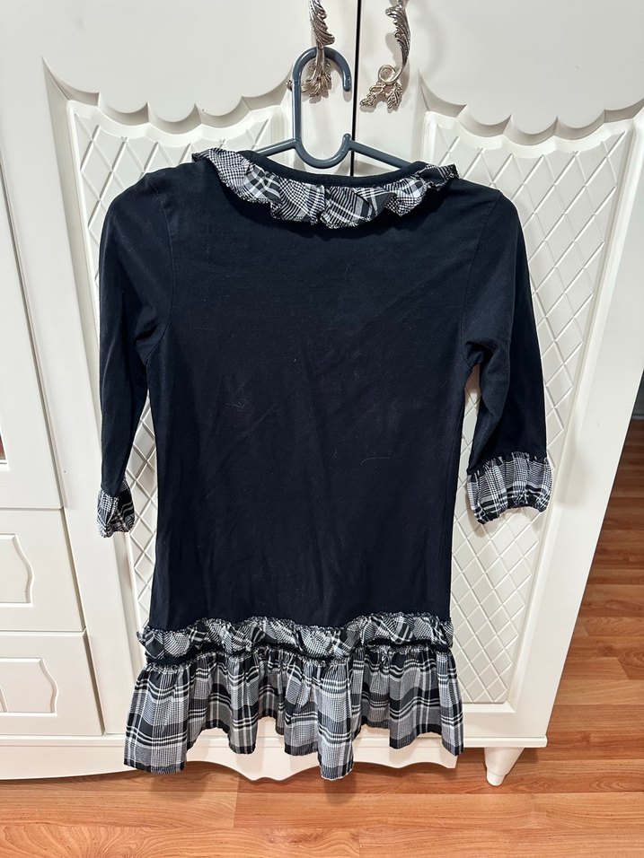 Fırfırlı Uzun Kollu Gotik Elbise - Görsel 2